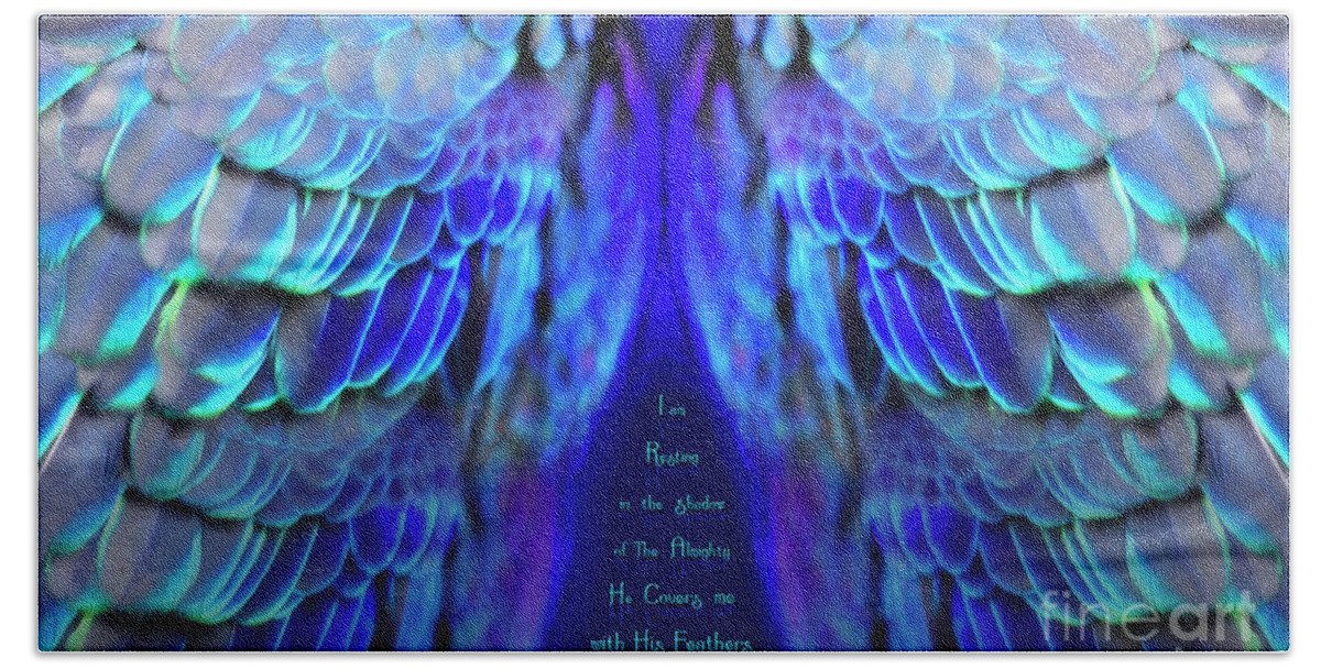 Wings Hand Towel featuring the digital art Psalm 91 Wings 3 by Constance Woods