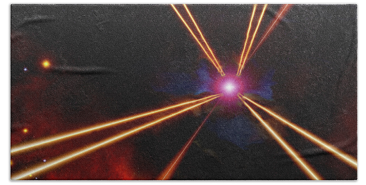 Space Bath Towel featuring the digital art Pulsar Flare by Don White Artdreamer