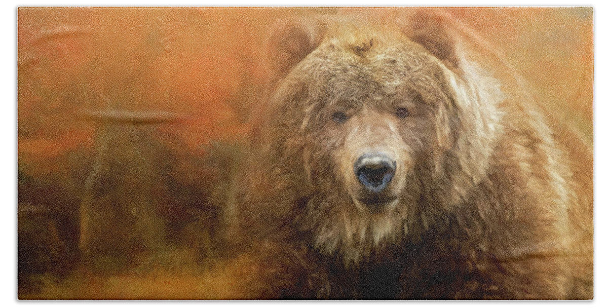 Grizzly Bear Bath Towel featuring the digital art Pumpkin by Jeanette Mahoney