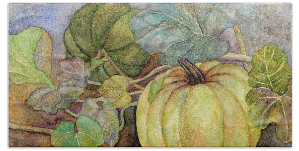 Autumn Pumpkins Hand Towel featuring the painting Pumpkin Patch by Hailey E Herrera
