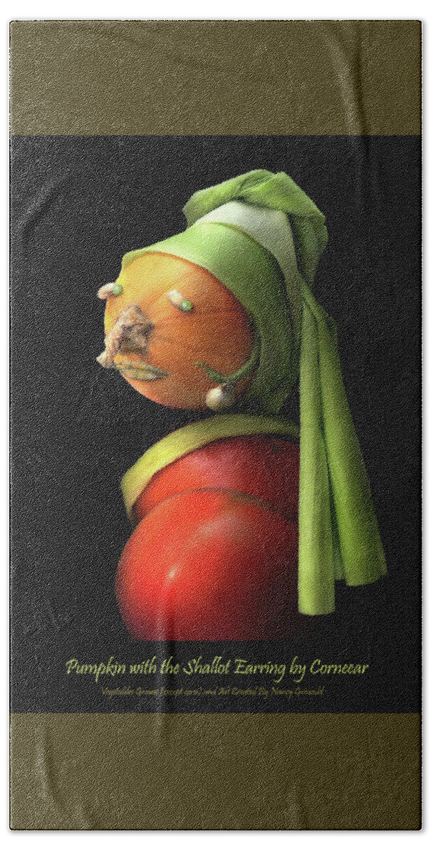 Vegetables Hand Towel featuring the photograph Pumpkin with the Shallot Earring by Nancy Griswold