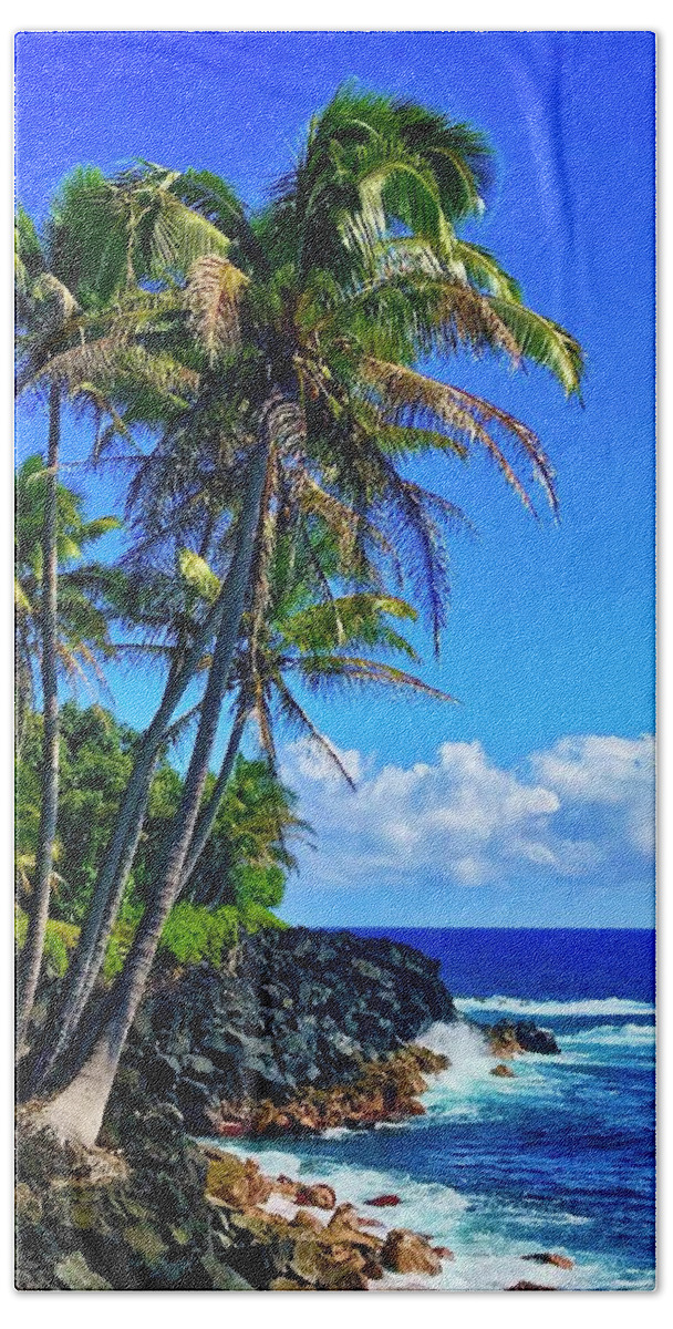  #puna #punacoastline #coastline #flowersofaloha #flowers # Flowerpower #aloha #hawaii #aloha #puna #pahoa #thebigisland Bath Towel featuring the photograph Puna Coastline Aloha by Joalene Young