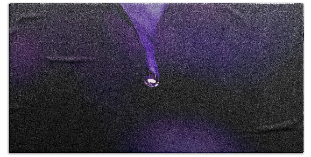 Macro Photography Art Bath Towel featuring the photograph Purple Bougainvilla Leaf by Gian Smith