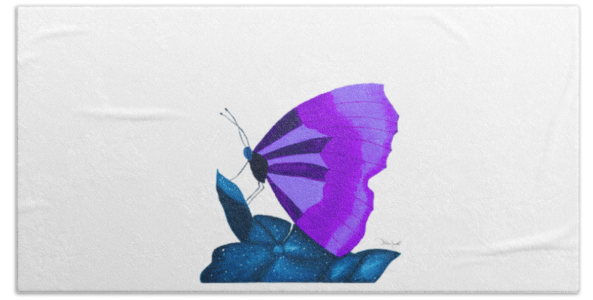 Watercolor Bath Towel featuring the painting Purple Butterfly by Lisa Senette