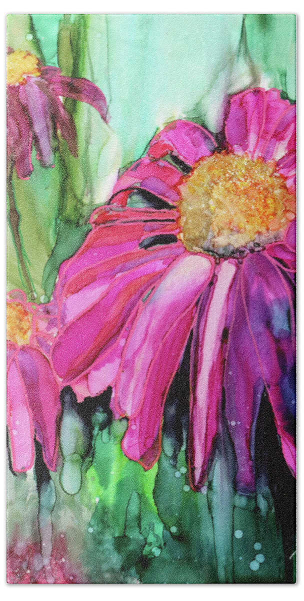  Bath Towel featuring the painting Purple Coneflower by Julie Tibus