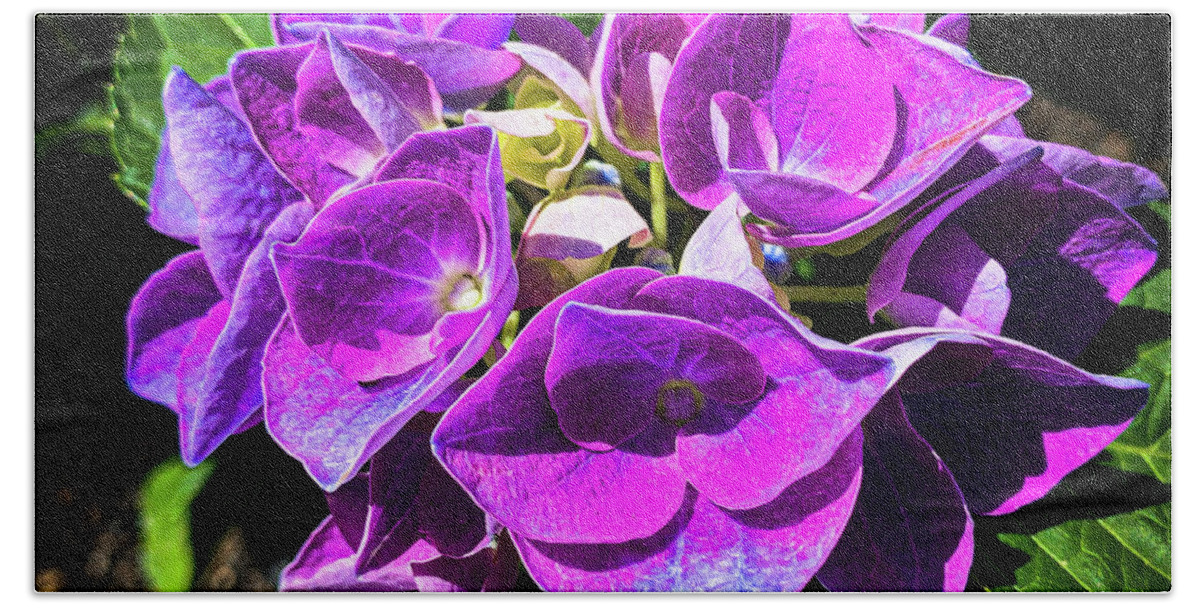 Floral Hand Towel featuring the photograph Purple flowers by Jim Feldman