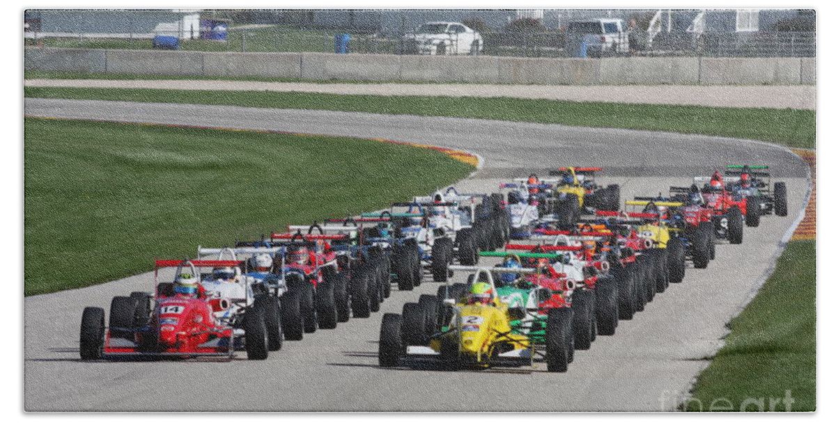 Usf 2000 Hand Towel featuring the photograph Race Start USF 2000 by Pete Klinger