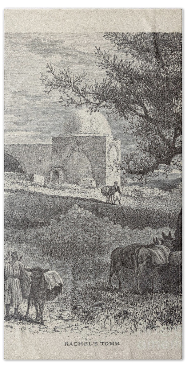 Engraving Bath Towel featuring the drawing Rachel's Tomb l4 by Historic Illustrations