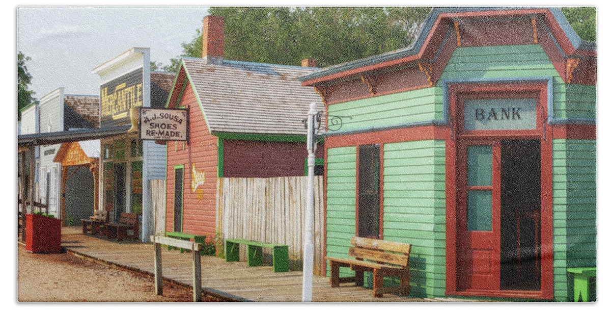 Bank Bath Towel featuring the photograph Railroad Town - Stuhr Museum by Susan Rissi Tregoning