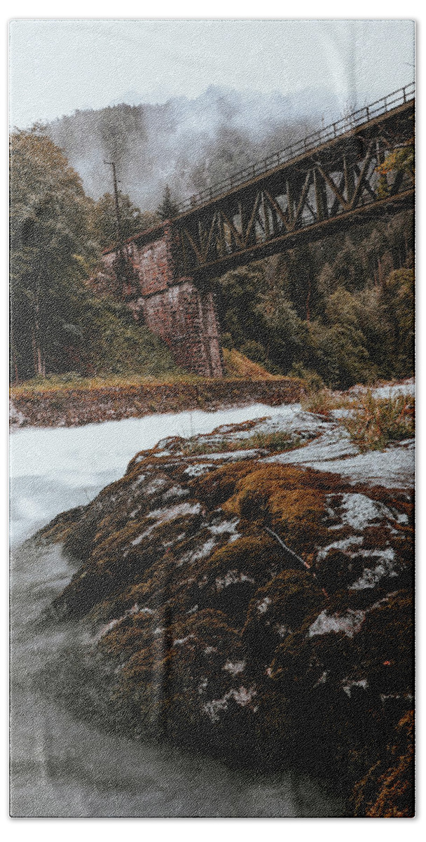 Transmission Bath Towel featuring the photograph Railway bridge in Gesause National Park by Vaclav Sonnek