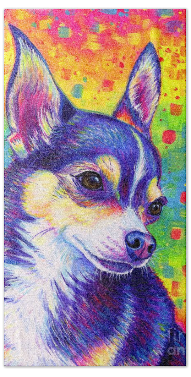Psychedelic Rainbow Cute Tricolor Chihuahua Dog Art Jigsaw 