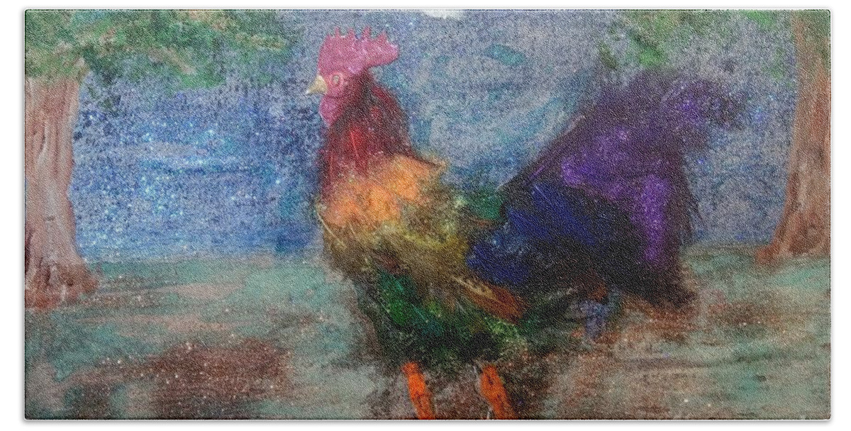 Lgbtq Hand Towel featuring the mixed media Rainbow Cock by David Westwood