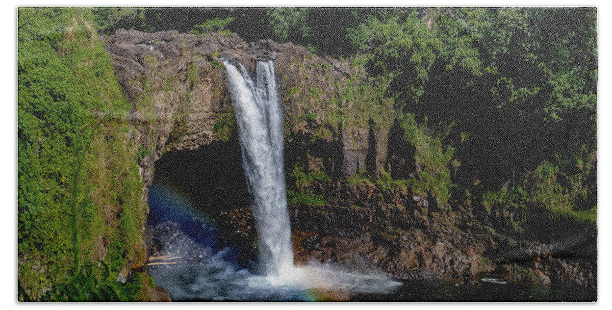 Waterfall Hand Towel featuring the photograph Rainbow Falls 2 by Cindy Robinson