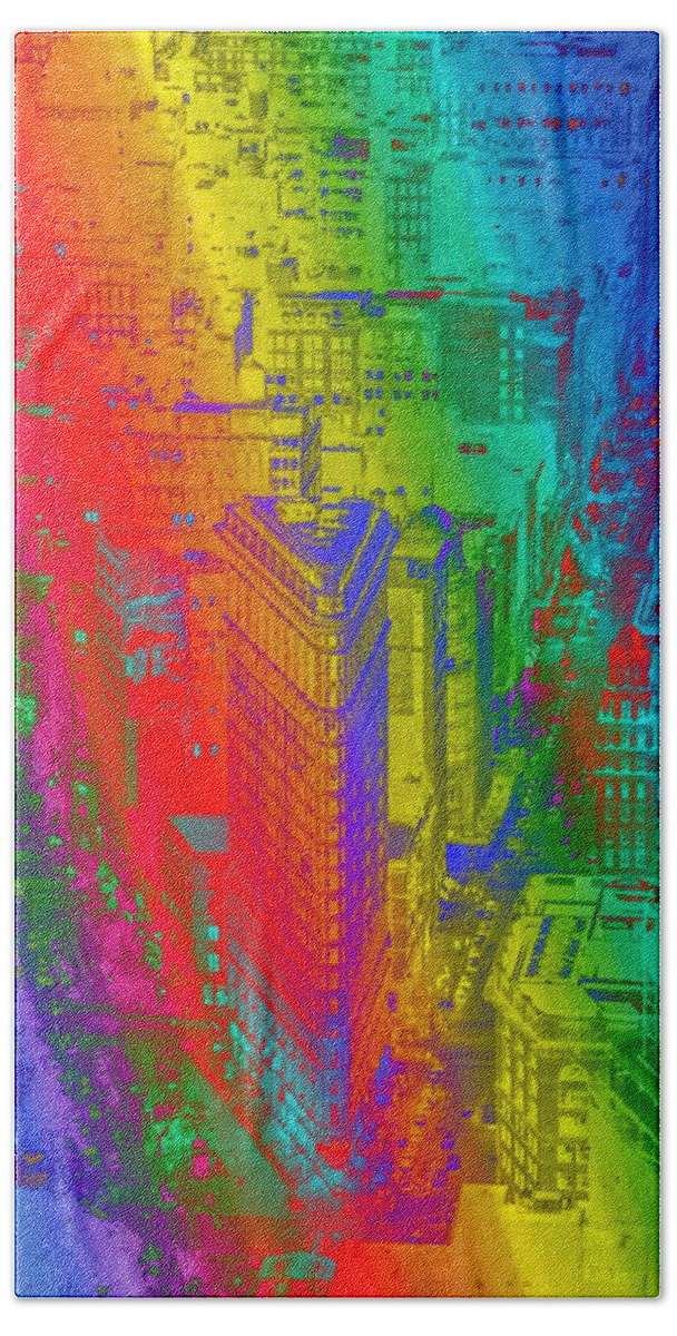 Manhattan Bath Towel featuring the photograph Rainbow Flatiron Building - New York City - Manhattan by Marianna Mills