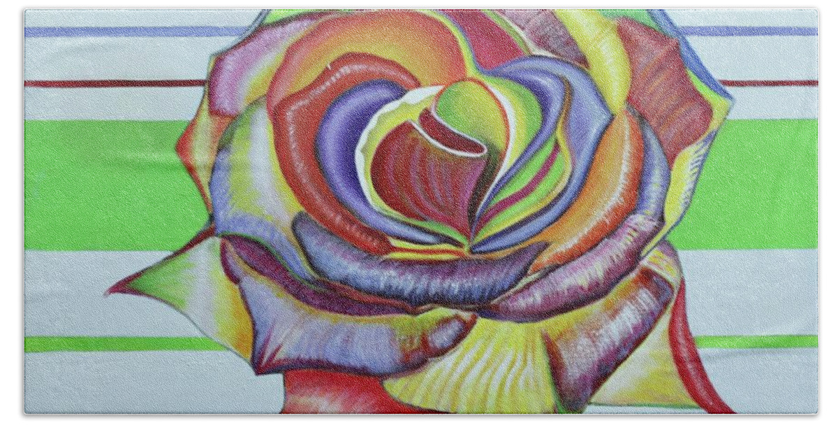 Rose Hand Towel featuring the painting Rainbow Rose by Dorsey Northrup