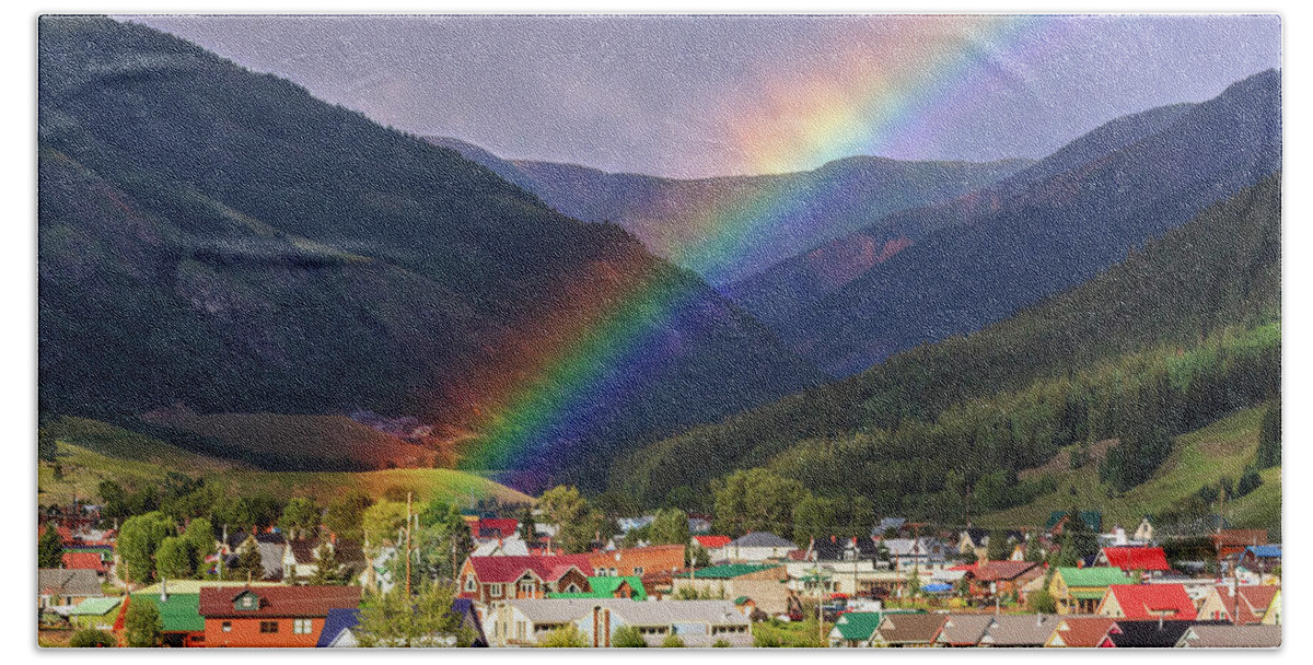 Ark Bath Towel featuring the photograph Rainbow's End by Rick Furmanek