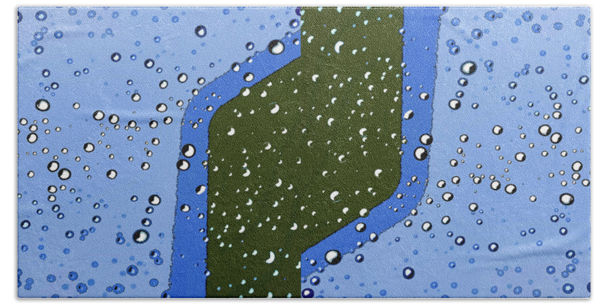 Linda Brody Bath Towel featuring the digital art Raindrops 6a Abstract by Linda Brody