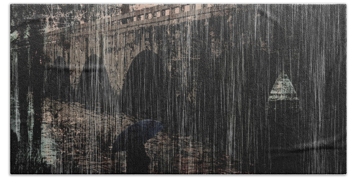 Bridge Hand Towel featuring the digital art Dark Rainy Night by Sandra Selle Rodriguez