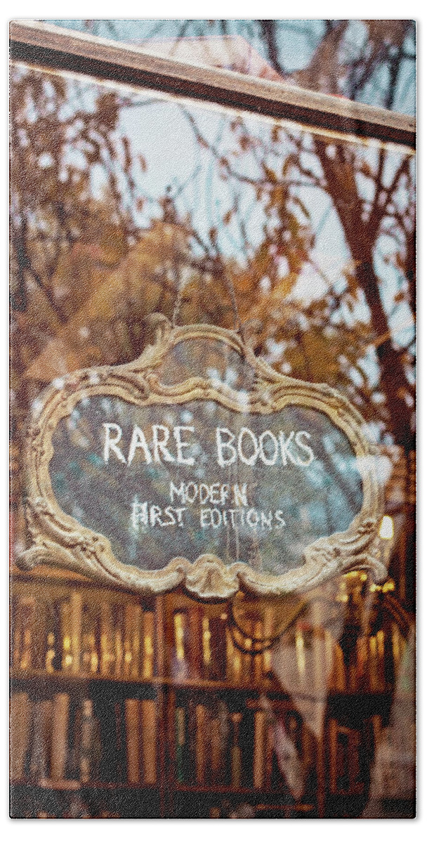 Rare Books Bath Towel featuring the photograph Rarities - Paris, France by Melanie Alexandra Price