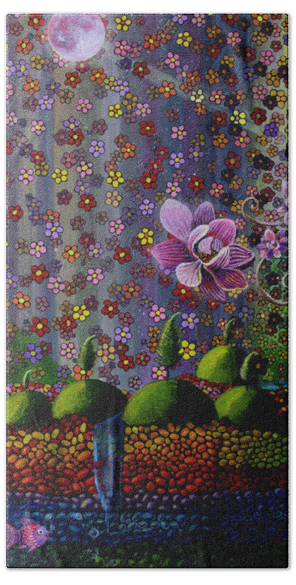  Hand Towel featuring the painting Rays of Violet by Mindy Huntress