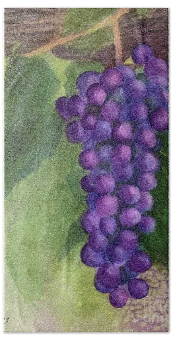 Grapes Hand Towel featuring the painting Ready to Pick by Sue Carmony