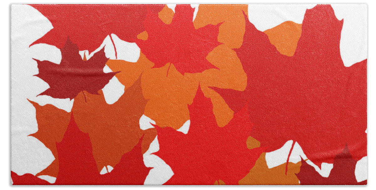 Red And Gold Fall Leaves Bath Towel featuring the digital art Red and Gold Fall Leaves by Val Arie
