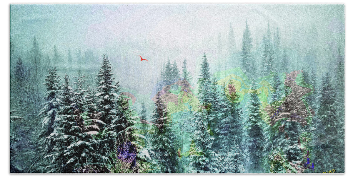 Winter Bath Towel featuring the digital art Red Bird by CHAZ Daugherty