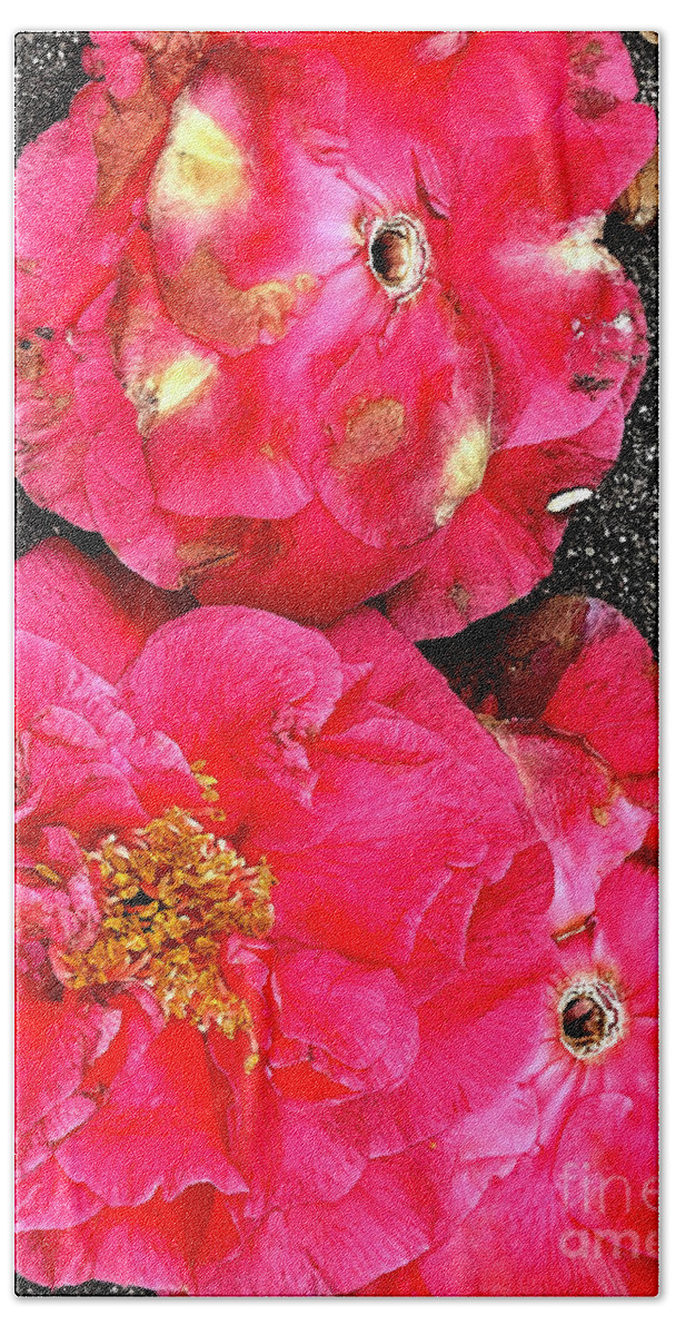 Camellias Hand Towel featuring the photograph Red Camelias by Katherine Erickson