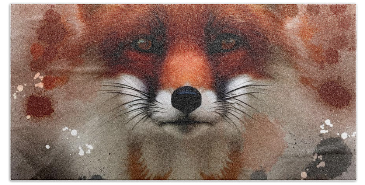 Red Fox Hand Towel featuring the digital art Red Fox by April Cook