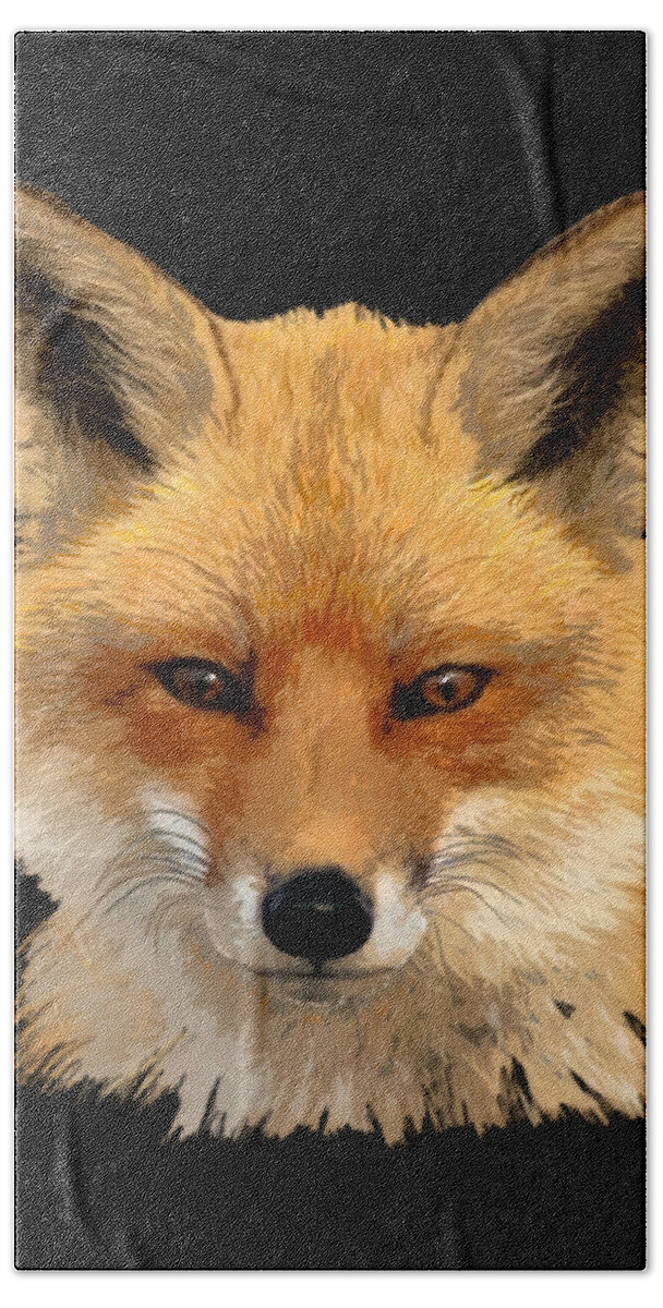 Fox Bath Towel featuring the painting Red Fox Portrait Sans Background by Judy Cuddehe