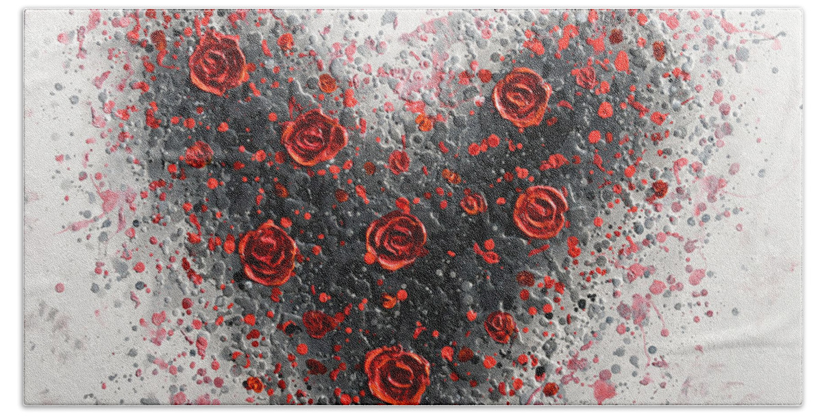 Heart Bath Towel featuring the painting Red Passion by Amanda Dagg