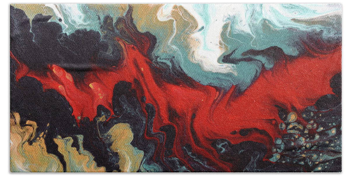  Bath Towel featuring the painting Red Phoenix Rising by Laura Iverson