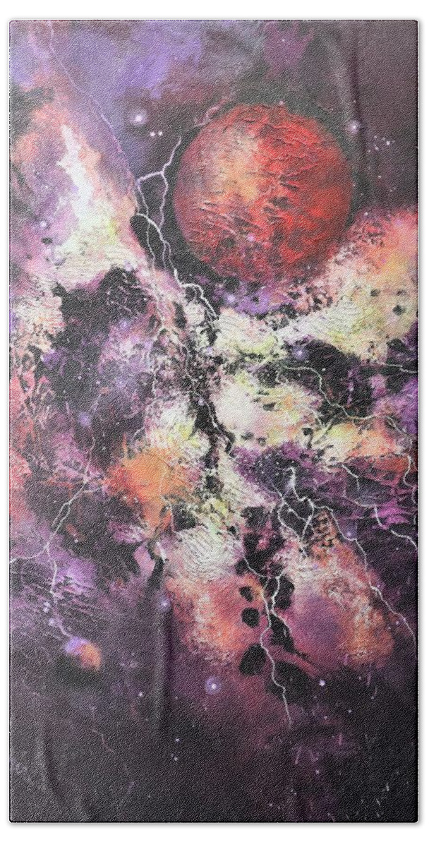Red Planet Bath Towel featuring the painting Red Planet by Tom Shropshire