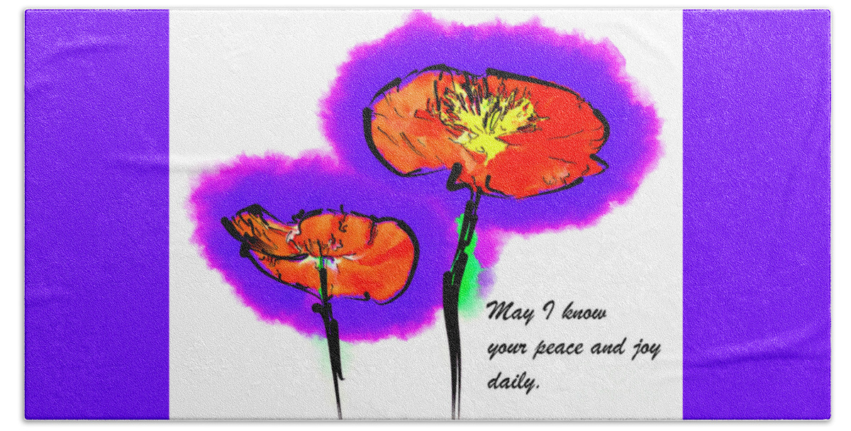 Prayer Bath Towel featuring the digital art Red Poppies by Kirt Tisdale