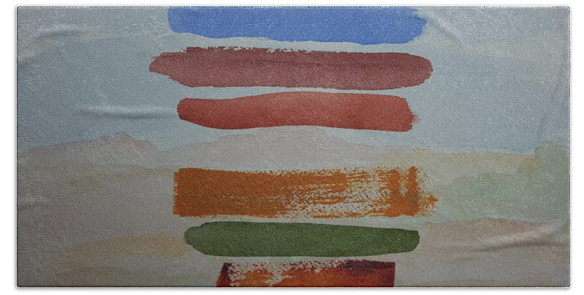 Watercolor Bath Towel featuring the painting Red Pueblo by John Klobucher