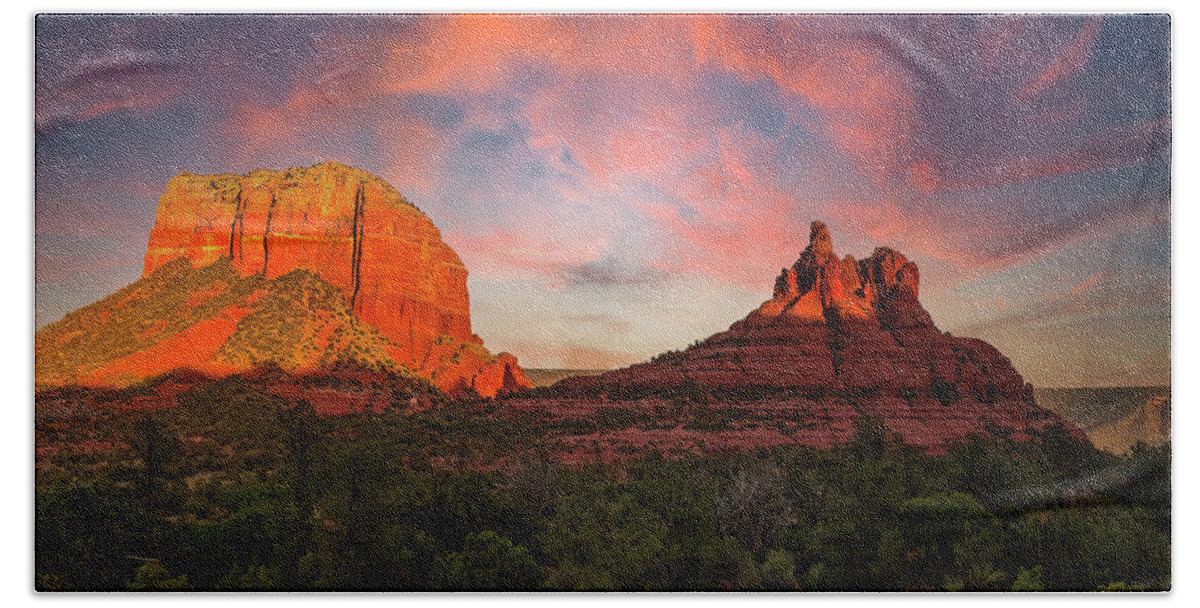 Hand Towel featuring the photograph Red Rocks at Sunset by Al Judge