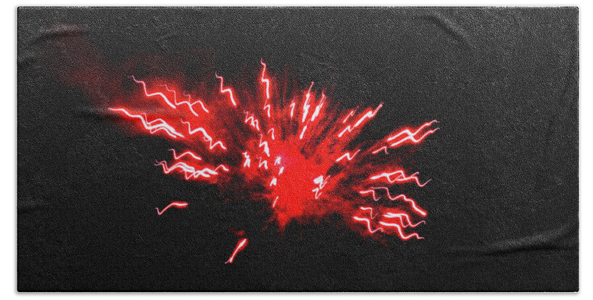 Fireworks Hand Towel featuring the photograph Red Shocker Firework Explosion by Ed Williams
