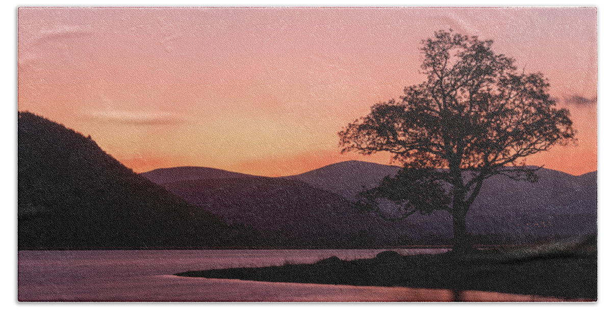 Cumbria Bath Towel featuring the photograph Red Skies, Lake District, England, UK by Sarah Howard