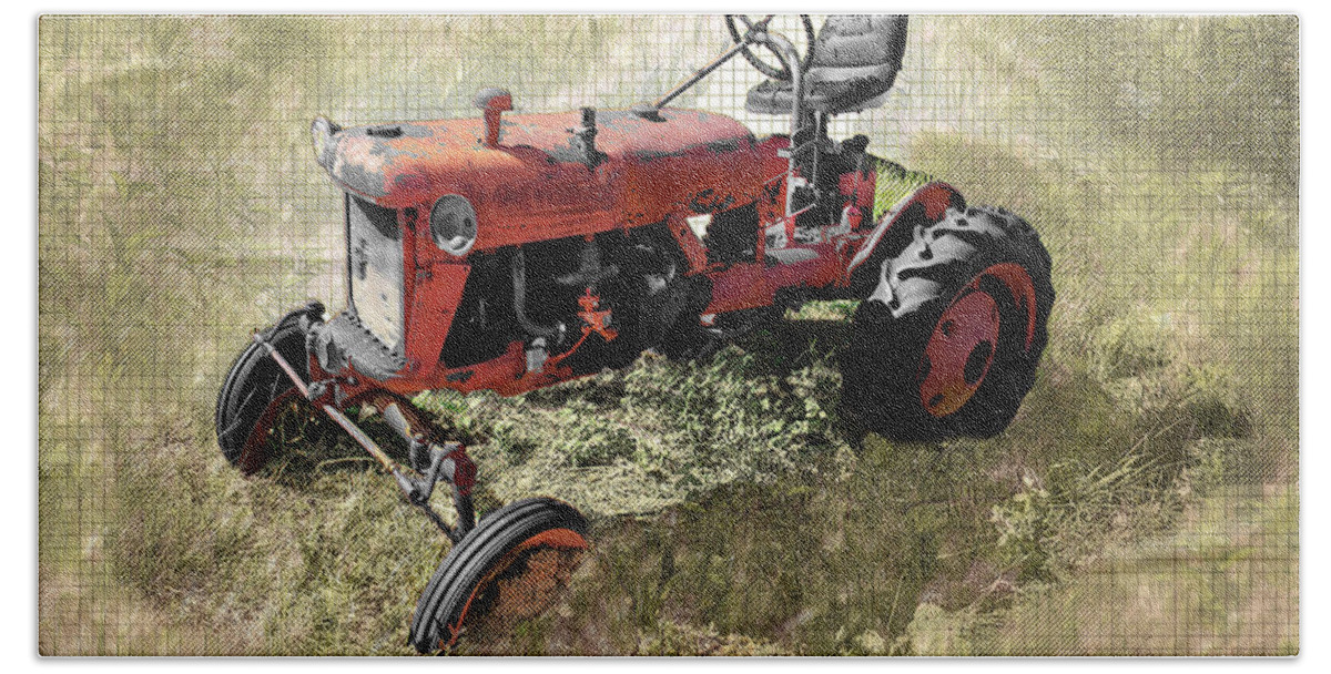 Barn Hand Towel featuring the digital art Red Tractor by Anthony Ellis