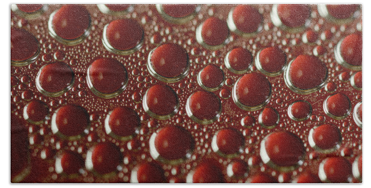 Water Bath Towel featuring the photograph Red Water Bubbles by Iris Richardson