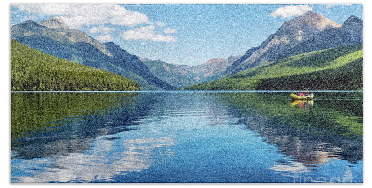 Reflection Bath Towel featuring the photograph Reflection on Bowman Lake by Tom Watkins PVminer pixs