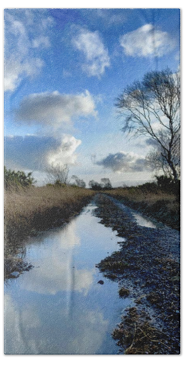 Clooncraff Hand Towel featuring the photograph Reflection Road by Six Months Of Walking