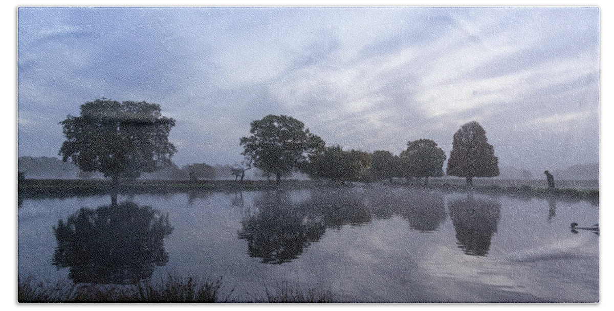 Reflections Bath Towel featuring the photograph Reflections in Bushy by Andrew Lalchan