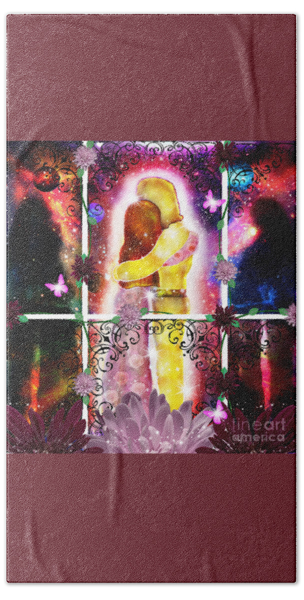 Spiritual Art Hand Towel featuring the mixed media Reflections Of Grace by Diamante Lavendar
