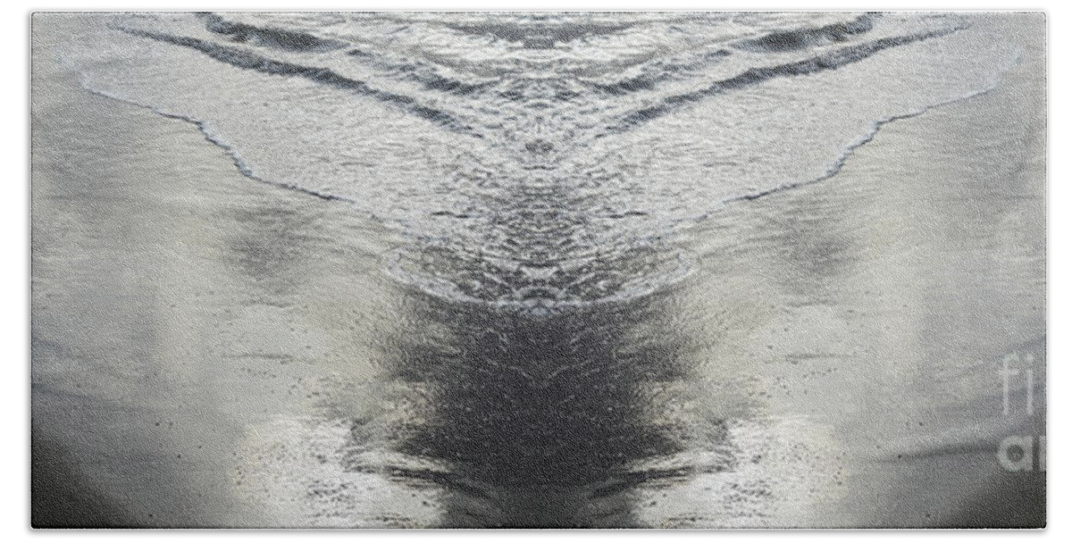 Sea Water Bath Towel featuring the digital art Reflections on the beach, sea water meets symmetry by Adriana Mueller