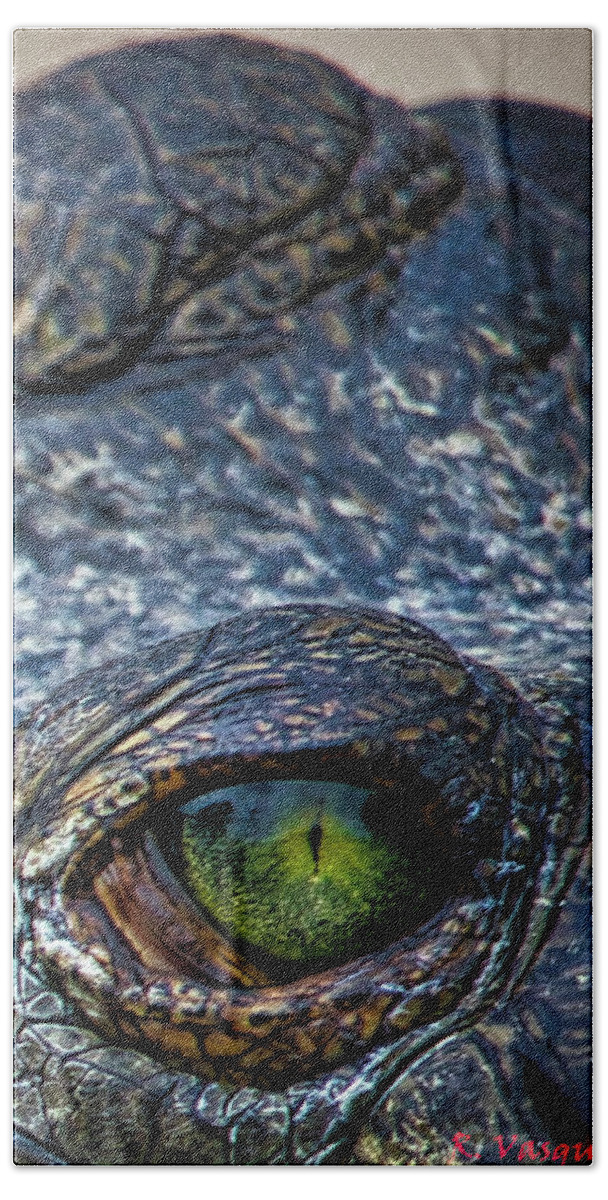 Alligator Bath Towel featuring the photograph Reptile Eyes by Rene Vasquez
