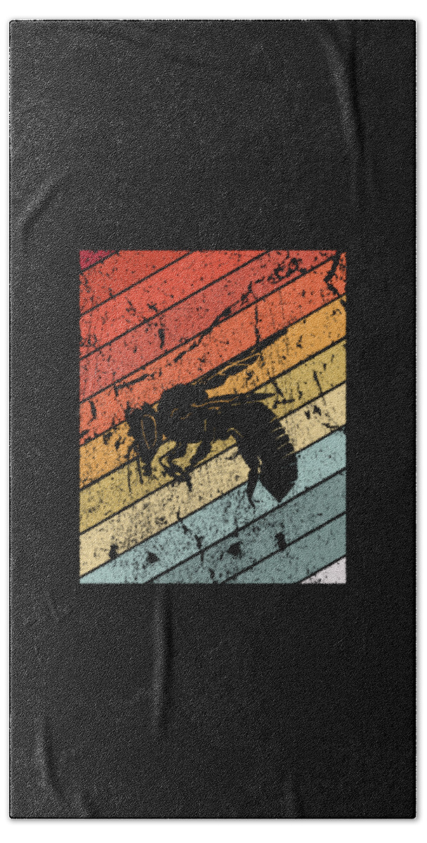 Bee Bath Towel featuring the digital art Retro Bee Wasp Insect Gift by J M