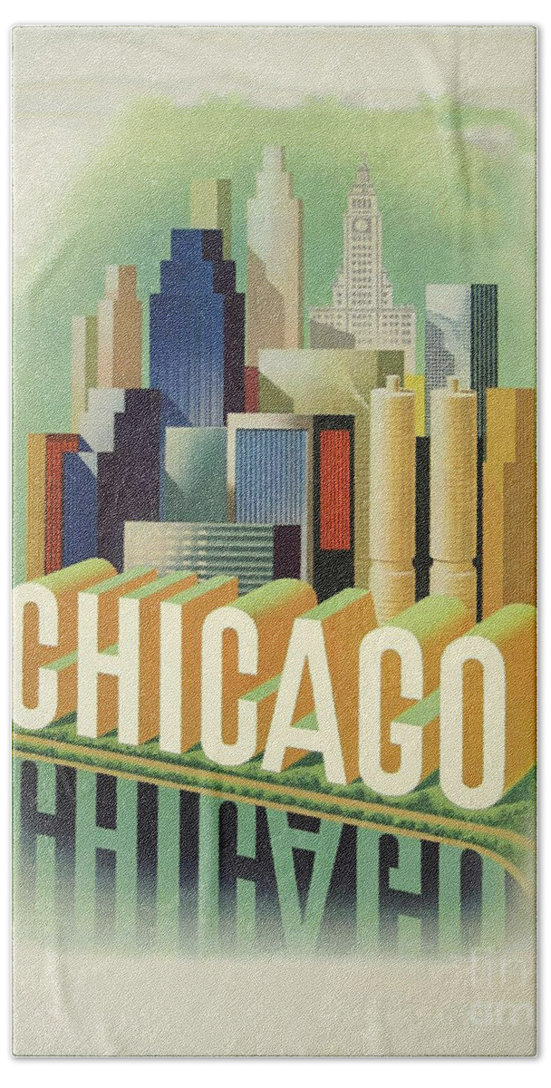 Retro Bath Towel featuring the photograph Retro Chicago Poster by Action