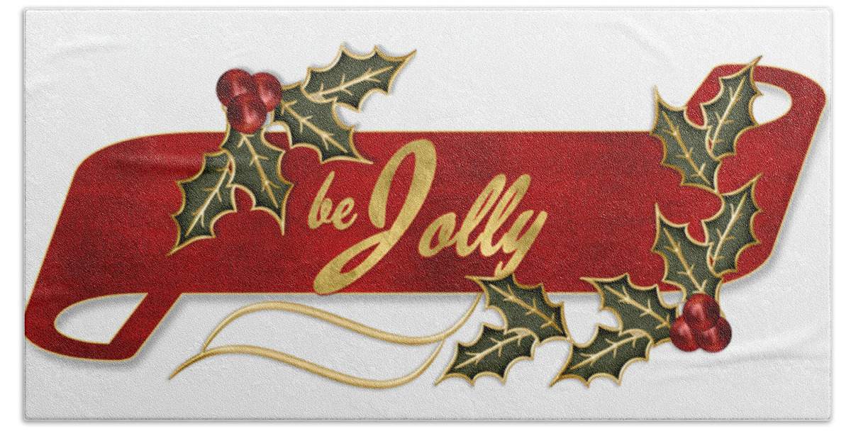 Christmas Hand Towel featuring the digital art Retro Christmas Holly by Doreen Erhardt