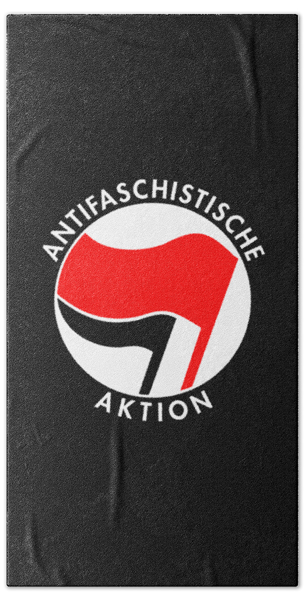 Funny Hand Towel featuring the digital art Retro Germany Antifaschistische Aktion Anti-Fascist by Flippin Sweet Gear